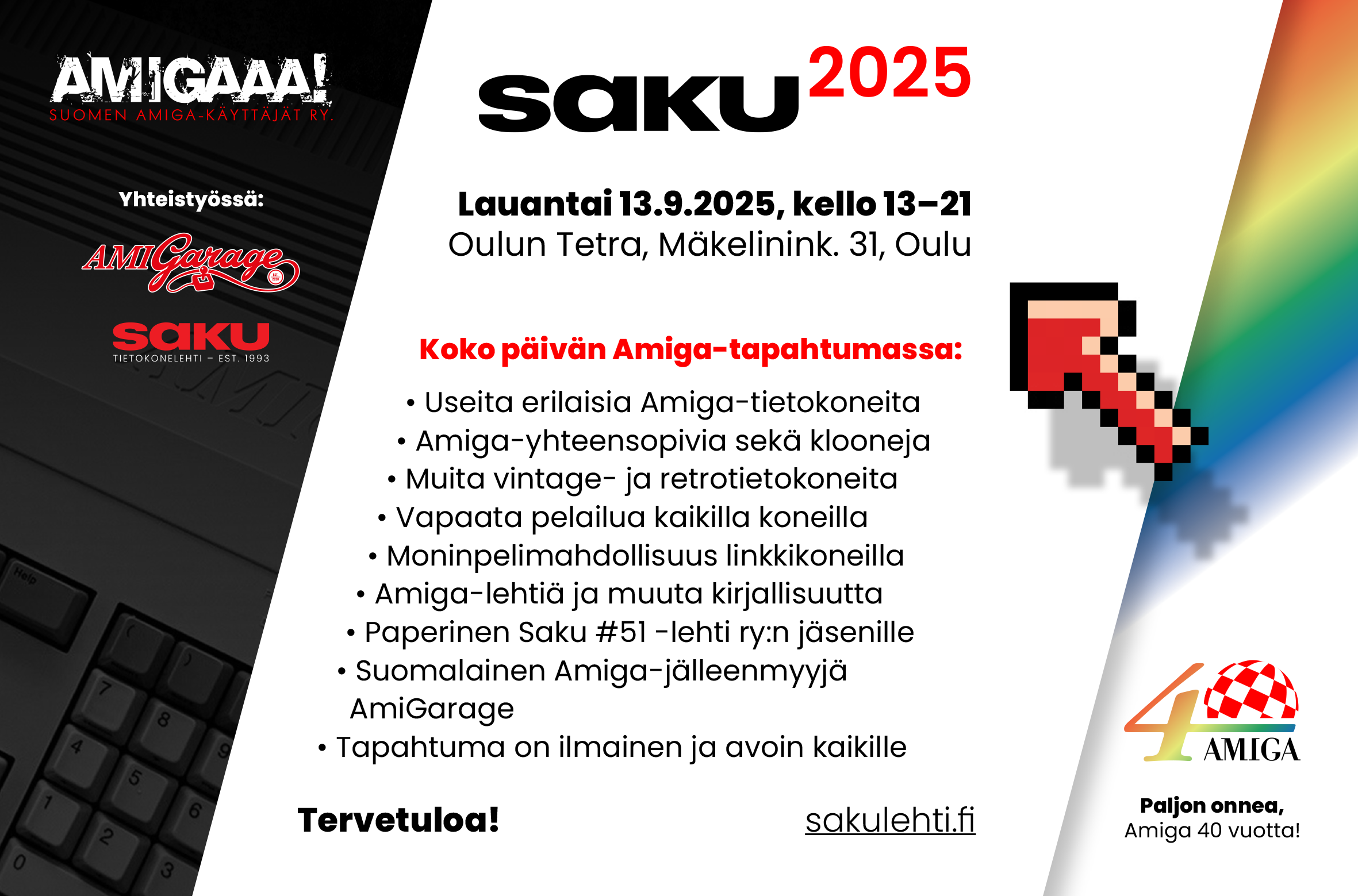 Saku 2025 lauantaina 13.9.2025 kello 13-21 Oulun Tetra, Oulu